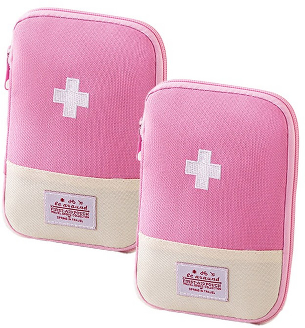 아늑공간 가정 휴대용 응급처치 구급파우치 소형, 핑크, 2개