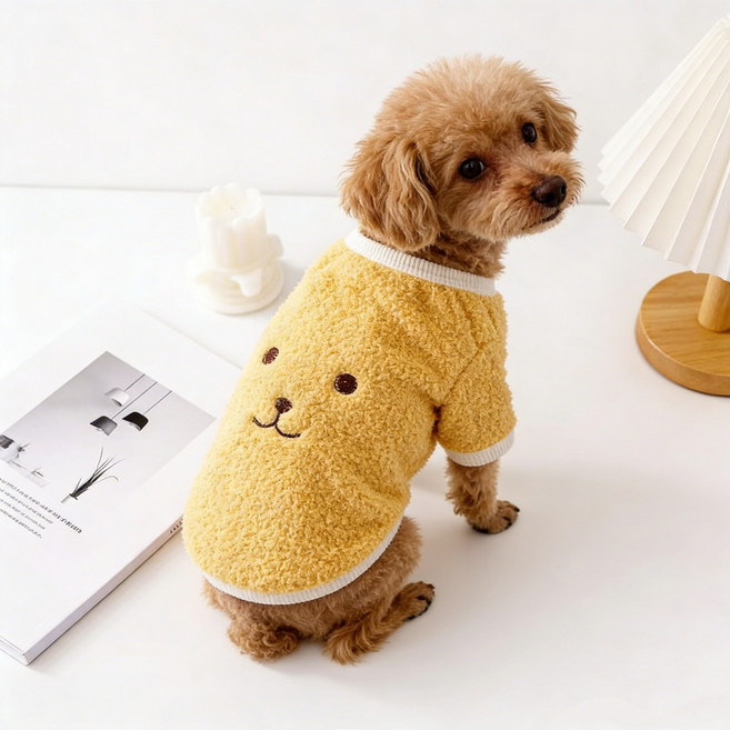 귀엽고 따뜻한 애견 옷, 1개, 노란색