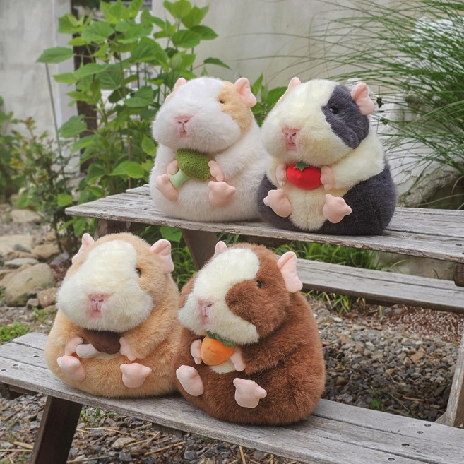 데굴데굴 야채식사 모루못토상 기니피그 중형 인형, 1개, 다크브라운, 25cm