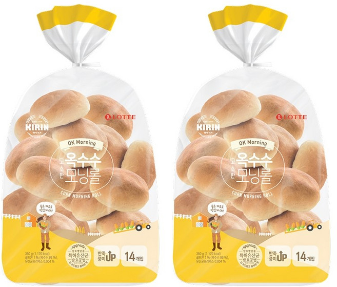 롯데 기린이네 모닝롤, 2개, 380g