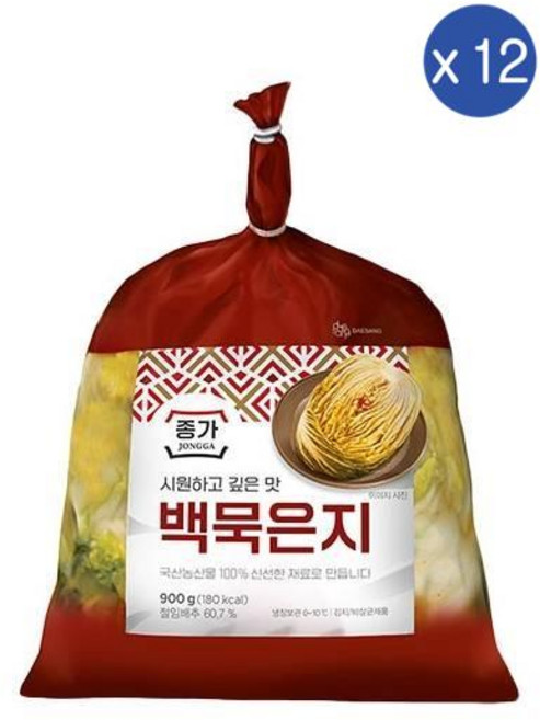 종가 백묵은지, 900g, 12개
