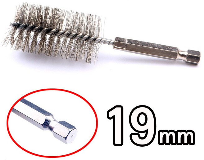 다이몬 드릴용 육각 브러쉬 사이즈 택1 배관 청소 10 13 16 19 25mm 파이프 세척 스텐 신주 연관솔 병솔 드릴 브러시 철솔 신주솔 스덴솔 스텐솔, 1개