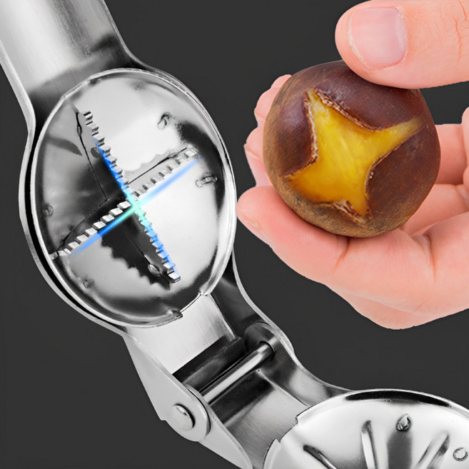 골든레이 밤 칼집 가위 가정용 스텐 밤 손질 가위, 1개, 레이 실버 화이트