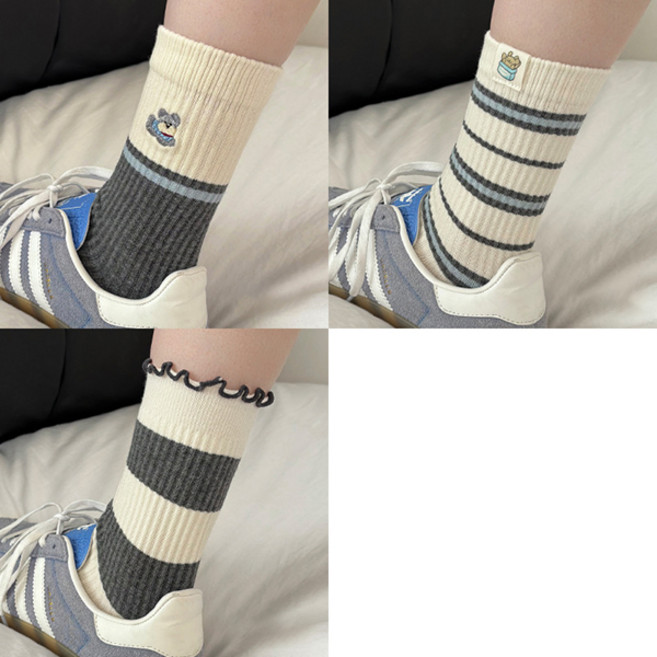 유니온 귀여운 강아지 패션 중목 양말 세트