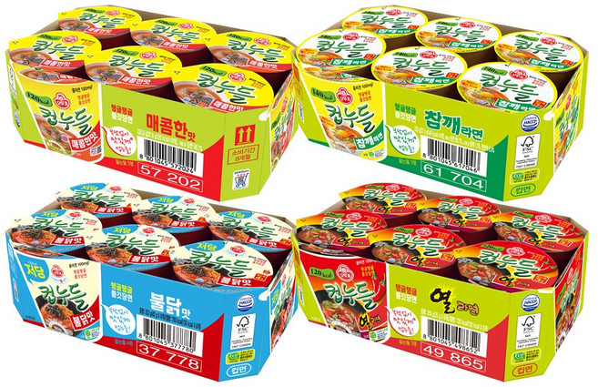 오뚜기 컵누들 4종 6개씩(매콤한맛+참깨라면+열라면+불닭맛), 24개