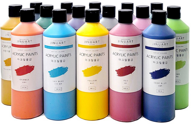 아크릴물감세트 대용량 KC인증 어린이 안전인증 12색/24색 세트, 500ml, 12색(A타입)