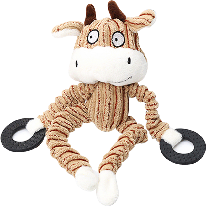 포시럽 반려동물 삑삑이 치발기 애착인형 25cm, 황소, 1개