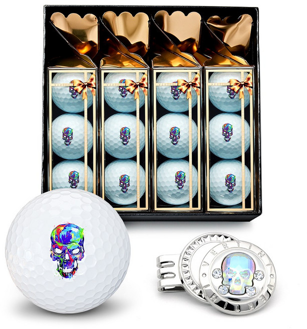 골프공 선물 셋트 3피스 고반발 베르티니 오브제 더즌 셋트 VOC-D, 1개, 12개입, 스컬(해골) AB