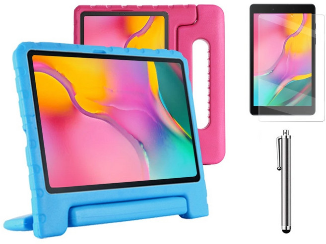 갤럭시탭A 10.1 호환 에바폼 커버 케이스+액정필름+터치펜 SM-T510 T510N T515 T515N 케이스나라, 블루, 1개