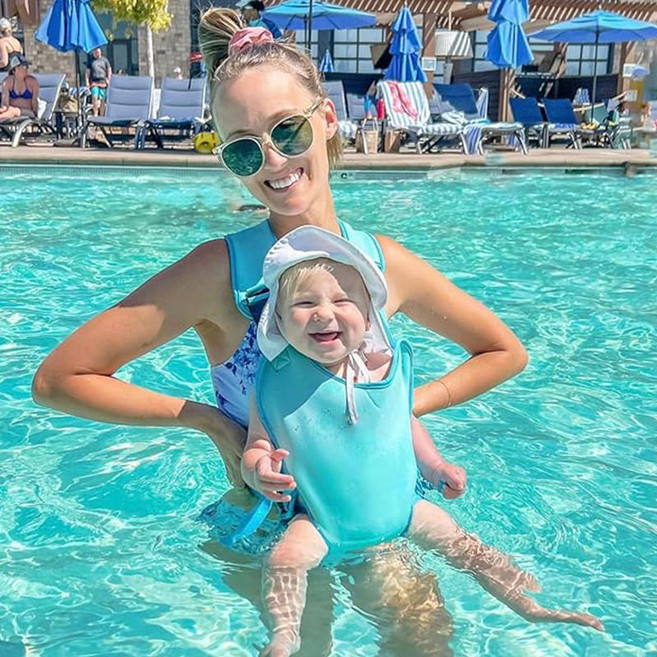 ZH지호 수영장 물놀이 방수 아기띠, 파랑색