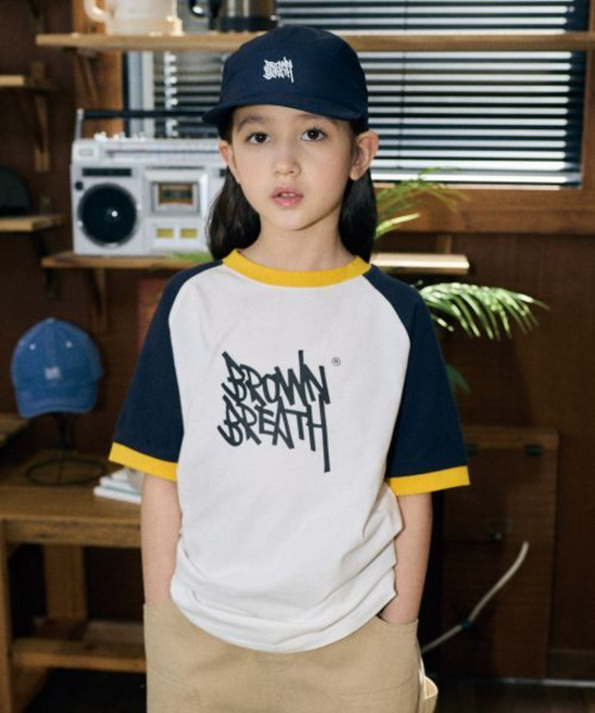 브라운브레스 KIDS brownbreathkids KIDS RAGLAN COLOR BLOCK TEE - NAVY