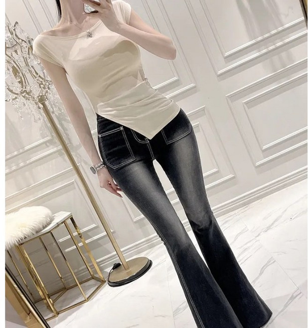 골반패드 데님 부츠컷팬츠