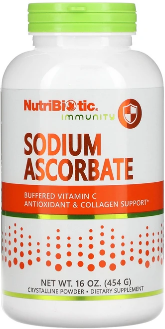 뉴트리 바이오틱 이뮨 소디움 아스코르베이트 아스코르브산 나트륨 결정성 분말 16온스(454g), 454g, 1개 - 쿠팡