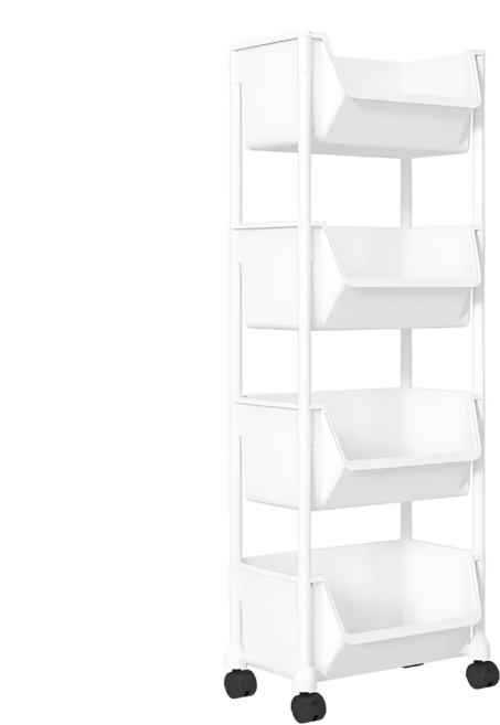 리빙공감 철제 틈새선반 메쉬 주방 수납 이동식트롤리, 화이트, 5단