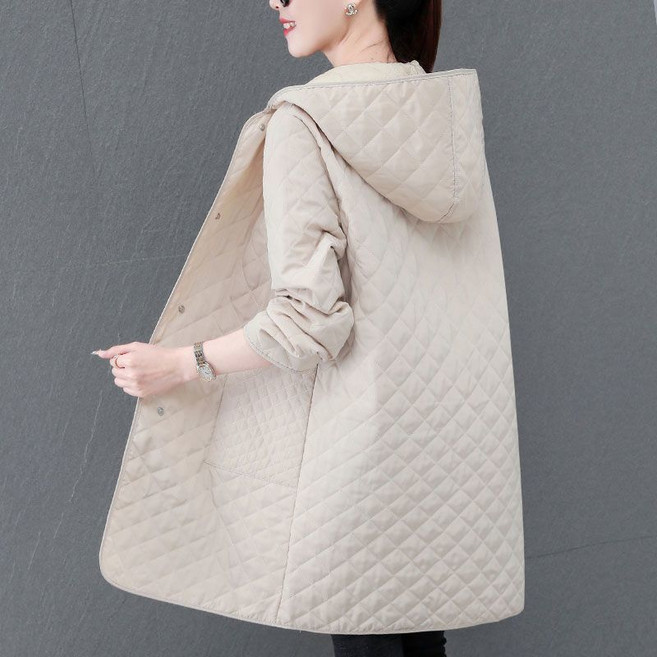 Seofst 여성 빅사이즈 중년 가을겨울 롱 후드 패딩 자켓