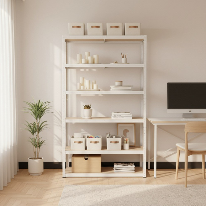 페리코 철제 무볼트 조립식 앵글 선반 화이트 5단, 6단