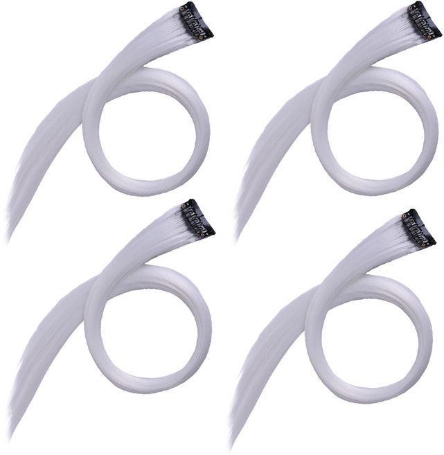 옴브레 헤어 피스 붙임머리 브릿지 부분 가발 웨이브, 4개, 화이트