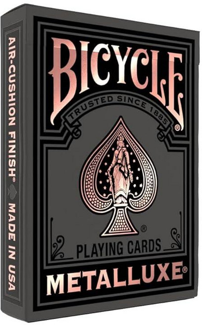 미국출고 평점4.5+ 235426 Bicycle 블랙 앤 로즈 골드 메탈럭스 플레잉 카드 - 프리미엄 포일 덱 클래식 포커 사이즈 수집용 럭셔리 디자인 게임 나이트 선물, 블랙 및 로즈 골드