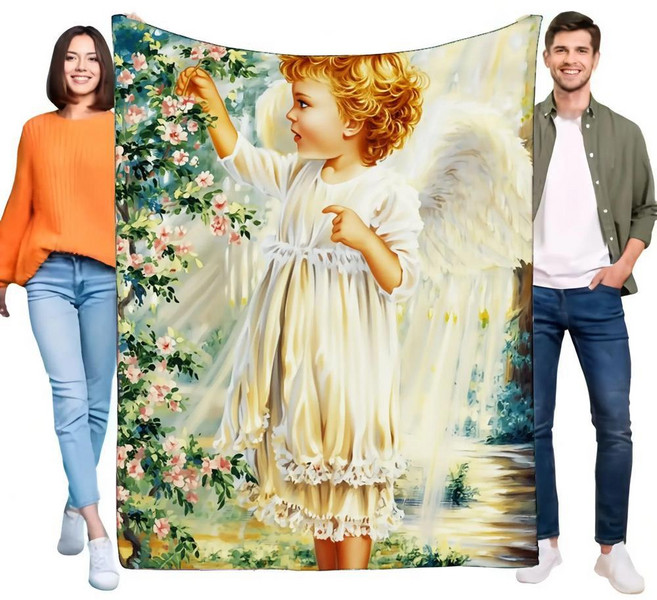 천사 담요 부드럽고 아늑한 집 소파 침대 장식 어린이와 침실 선물용, 1개, 크기: 3. 100X150CM (100x150센티미터)