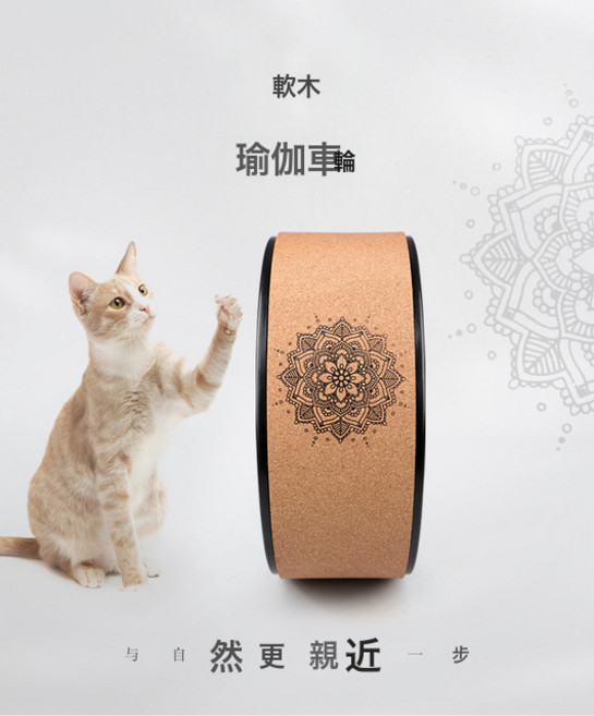 瑜伽輪後灣開背瑜伽器材美腿魔力環初學者瑜伽輪神器瑜伽普拉提圈, 1個, 升級款（軟木）