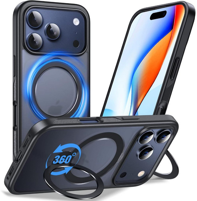 防摔手機殼 適用於 iPhone 17 16 15 14 13 12 Pro MAX Plus 360度磁吸旋轉支架 高階霧面