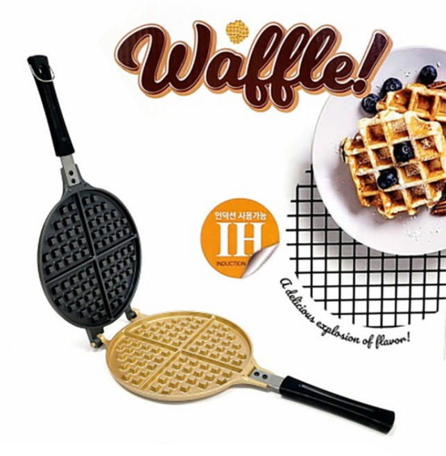 이지쿠커 와플 팬 22cm 인덕션 겸용 국산 후라이팬 크로플 메이커 양면, EZ인덕션 점보원형와플팬