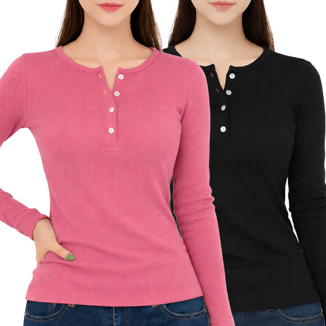 로로스키니 여성 티셔츠 1+1 슬림핏 긴팔 데일리 여자 기본 티