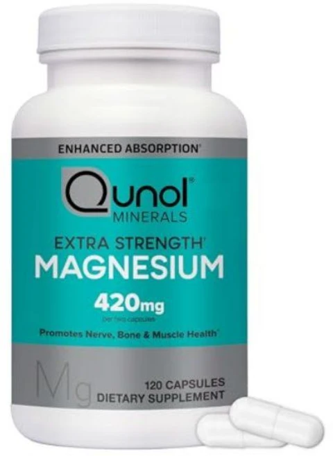 Qunol 마그네슘 캡슐 420mg 100 DV 고흡수 보충제 추가 강도 뼈 및 근육 건강 180개, 1개 - 쿠팡