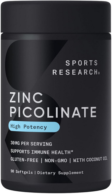 SPORTS RESEARCH 吡啶甲酸鋅軟膠囊 30mg, 1罐, 90顆