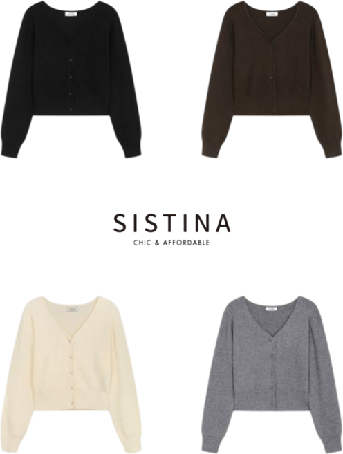 3위 - [백화점발송]시스티나 여성 가디건 4color 소프트 브이넥 크롭 루즈핏 긴팔 가디건 캐주얼 하객 출근 일상