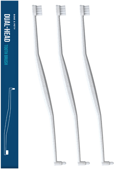 본아페티 고양이 강아지 듀얼헤드 칫솔 의료용미세모 치석제거 양치, 3개, 그레이