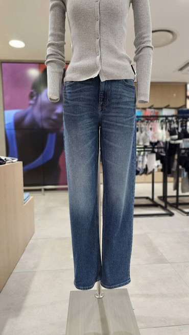 [백화점 정품] 캘빈클라인 진 여성 90S 스트레이트핏 미드블루 데님 팬츠(47D813G-1EX)