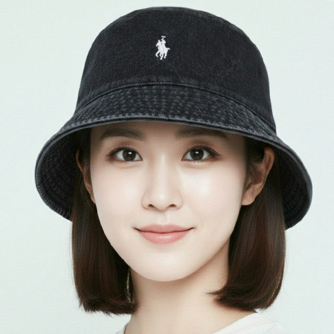 베이직엠 남성 여성 벙거지모자 버킷햇 승마자수 심플 BASIC (면 데님)