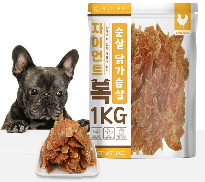 자이언트독 닭가슴살 육포 1kg 대용량 강아지 간식, 1개