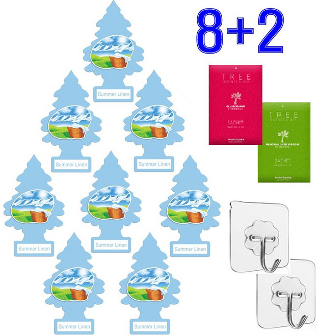 리틀트리 방향제 8+2 아로마방향제 방향제걸이 2 증정 차량용 방향제, 섬머린넨8+아로마스퀘어2, 1개