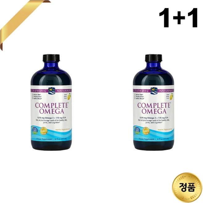 1+1 노르딕 내츄럴스 오메가3 1270mg 473ml 레몬맛 GLA 감마리놀렌산 올레산, 2개 - 쿠팡