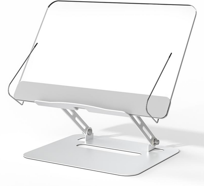 코믈리 프리미엄 높이조절 접이식 투명독서대, 화이트 투명