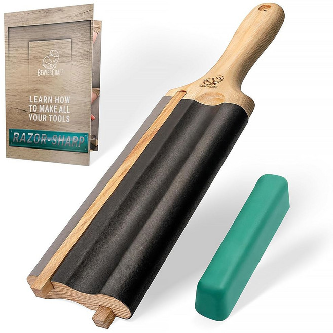 비버크래프트 LS5P1 나무 조각 스트롭 Gouge 후크 나이프 연마 도구 스트롭핑 키트 가죽 패들 스푼 연마제 포함