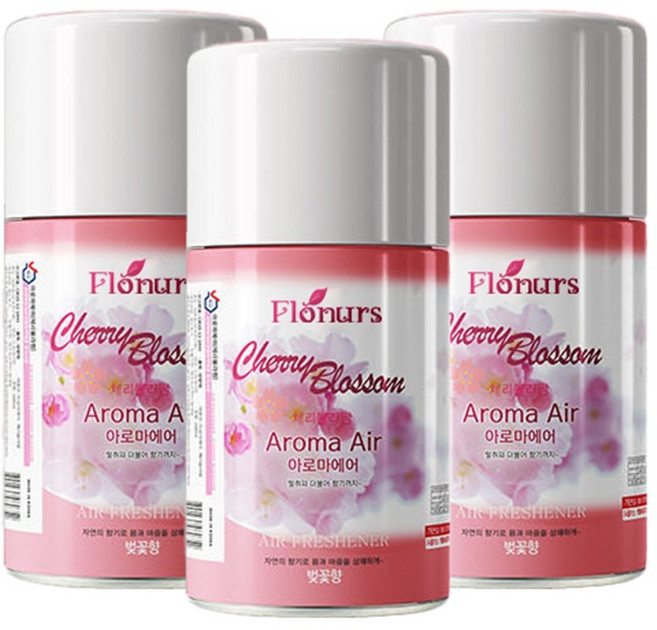 플로너스 아로마에어 본품, 280ml, 3개, 체리블라썸
