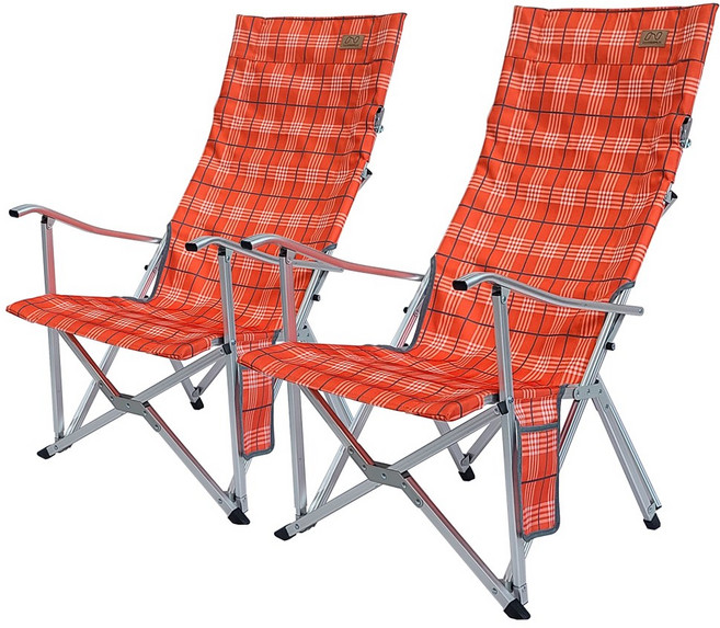 넘버엔 1+1 폴딩 릴렉스 체어 프로 접이식 캠핑 의자, 오렌지+오렌지, 2개