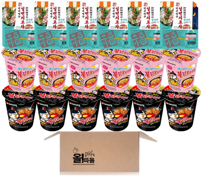 컵라면 기획세트 불닭볶음면 소컵6입 +까르보불닭 소컵6입 +먹꾸먹꾸 일번지포차 잔치쌀국수 멸치맛6입, 1박스
