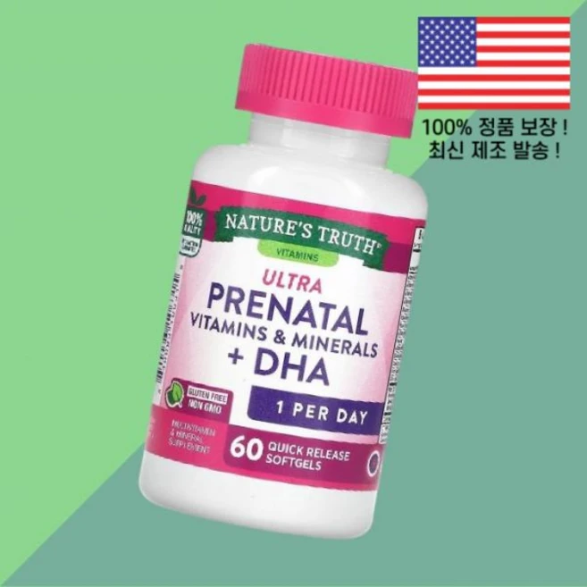 네이처스 트루스 울트라 임산부용 비타민 미네랄 DHA 퀵 릴리스 소프트젤 캡슐 60정 Nature's Truth Ultra Prenatal Vitamins Minerals 60, 1 - 쿠팡