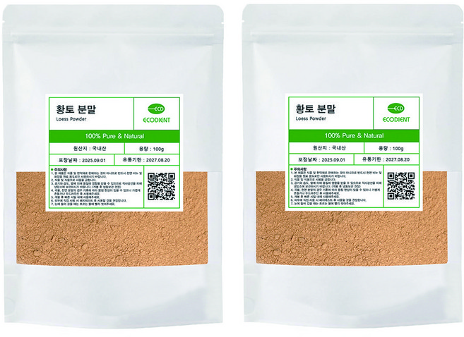 [에코디언트] 100% 황토 분말 가루 천연팩 마사지팩 황토팩, 100g, 2개, 황토분말