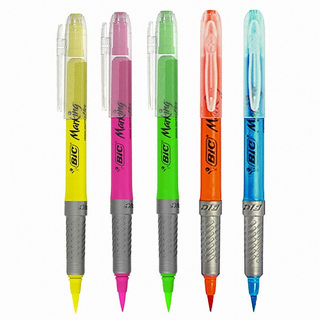 BIC 빅 플렉스 형광펜 붓펜 캘리펜, 오렌지(12입)