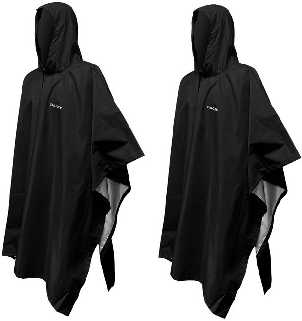 1+1 경량 판초우의 등산우의 비옷, 블랙+블랙, 2개