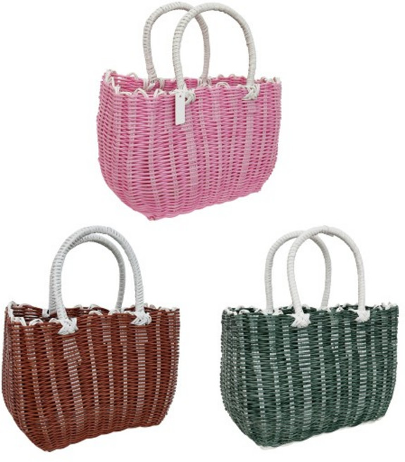 [이거찜] 피크닉 빨대 가방 스트로우백 여름 라탄 감성 물결 패턴 핸드백 바구니