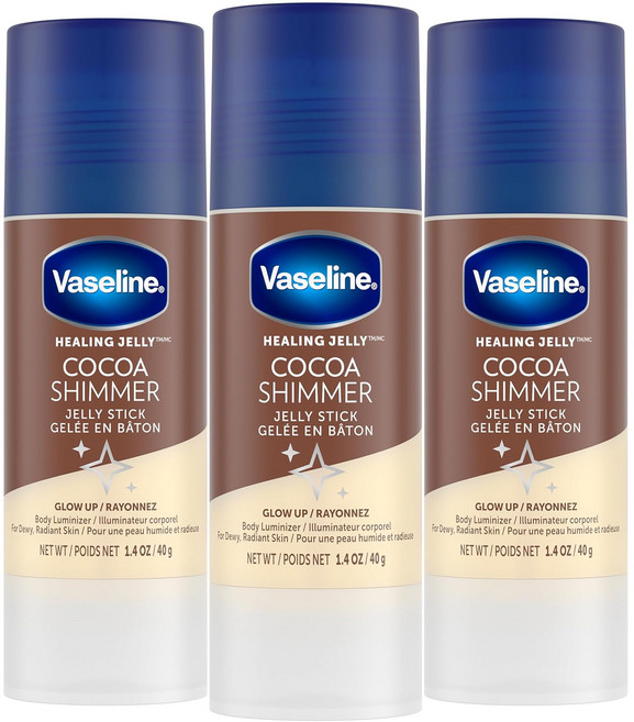 바세린 밤스틱 코코아 쉬머밤 휴대용 40g 3개입 한세트, 3개