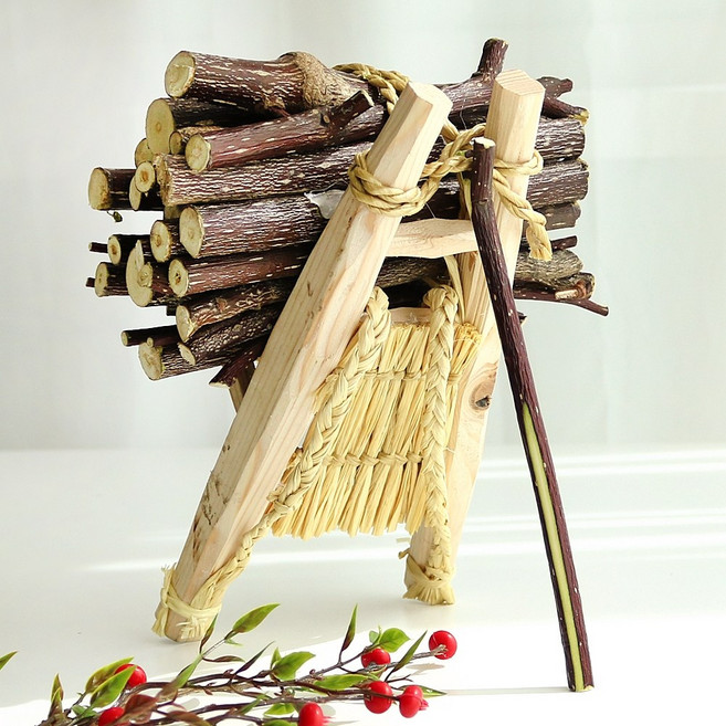 박씨상방 국내산 인테리어 장식용 전통 미니 쪽지게 지개 미니어처 소품, 미니 전통 쪽지게(장작)