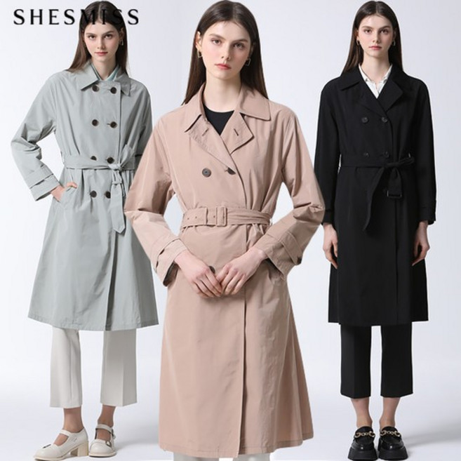 더블 버튼 코튼 트렌치코트