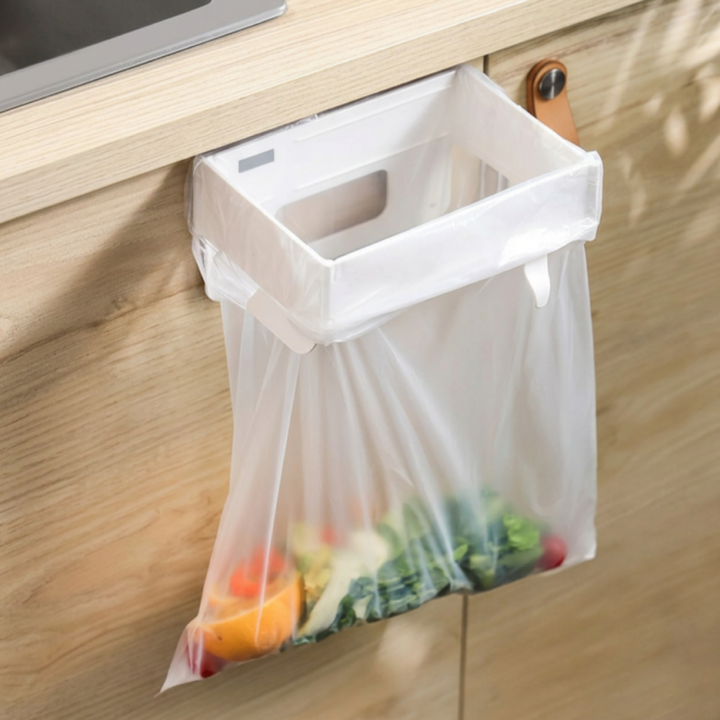 로멀리 접착식 쓰레기봉투 걸이 거치대, 1개, 화이트